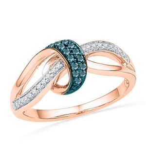 Rose gold blue diamond loose knot ring
